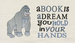 A book is a dream with Gorilla 2 designs reading pillow-INSTANT D0WNL0AD