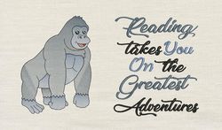 Reading takes you with Gorilla 2 designs reading pillow-INSTANT D0WNL0AD