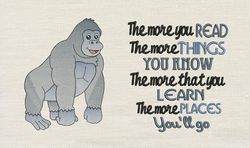 The more you read with Gorilla 2 designs reading pillow-INSTANT D0WNL0AD