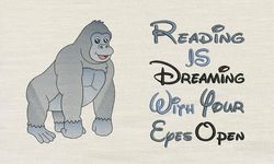 Reading is dreaming with Gorilla 2 designs reading pillow-INSTANT D0WNL0AD