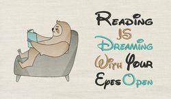 Reading is dreaming with Sloth reading 2 designs reading pillow-INSTANT D0WNL0AD