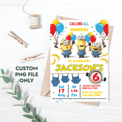 Personalized File Minions Invitation | Kids invitation | Digital Party Invite | Modern Birthday Printable, PNG File