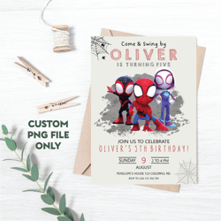 Personalized File Spidey Spiderman Birthday Invitation, Boy Spidey Party Invite, Spidey and his Amazing Friends PNG File