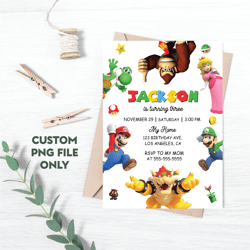 Personalized File Editable Birthday Invitation Digital, Super Brothers Evite, Printable Download, Video Game PNG File