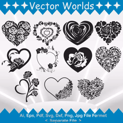 Heart Roses svg, Heart Rose svg, Heart, Roses, SVG, ai, pdf, eps, svg, dxf, png, Vector