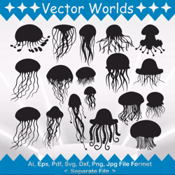 Jellyfish svg, Jellyfish's svg, Jelly, fish, SVG, ai, pdf, eps, svg, dxf, png, Vector