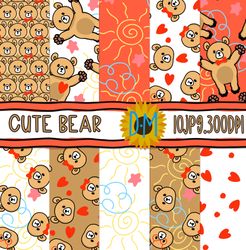 cute bear seamless pattern - digital papers -  background