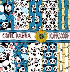 cute panda seamless pattern - digital papers -  background