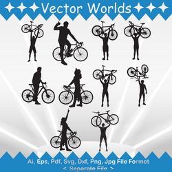 Man Lifting Bicycle svg, Man Lifting Bicycles svg, Man Lifting, Bicycle, SVG, ai, pdf, eps, svg, dxf, png, Vector