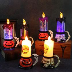 Halloween Decoration Props Skull Pumpkin Candle Light LED Glowing