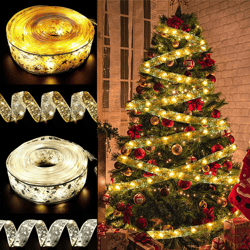 Double Layer Gold Stamping Of Led Ribbon Silk Lamp String For Christmas Decoration
