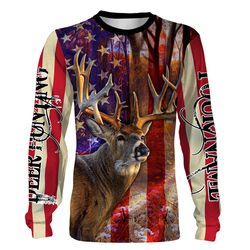 American Flag Custom Deer Hunting Shirts, Personalized Deer Hunting Gifts For Hunters, Patriotic Hunting Clothing FEB21