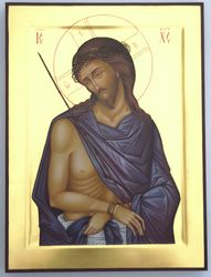 Icon Christ the Bridegroom, Savior in the Crown of Thorns. Hand painted icon Lord orthodox icon original work of art.