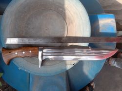 CUSTOM HANDMADE ROSEWOOD HANDLE HUNTING KNIFE WITH HIGH POLISHED BLADE & SHEATH