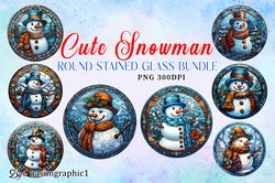 Stained Glass Snowman Round Card Sublimation Bundle