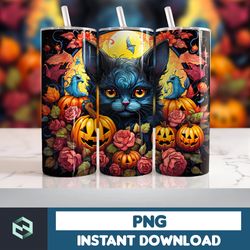 Halloween Tumbler Wrap, 20 oz Skinny Tumbler Sublimation Design, Straight Tumbler Wrap PNG, Spooky Fall PNG (42)