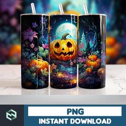 Halloween Tumbler Wrap, 20 oz Skinny Tumbler Sublimation Design, Straight Tumbler Wrap PNG, Spooky Fall PNG (44)