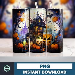 Halloween Tumbler Wrap, 20 oz Skinny Tumbler Sublimation Design, Straight Tumbler Wrap PNG, Spooky Fall PNG (47)