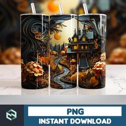 Halloween Tumbler Wrap, 20 oz Skinny Tumbler Sublimation Design, Straight Tumbler Wrap PNG, Spooky Fall PNG (5)