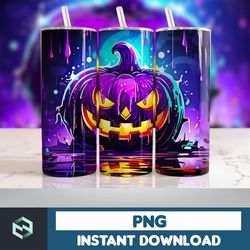 Halloween Tumbler Wrap, 20 oz Skinny Tumbler Sublimation Design, Straight Tumbler Wrap PNG, Spooky Fall PNG (51)
