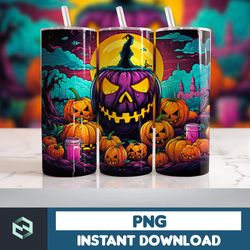 Halloween Tumbler Wrap, 20 oz Skinny Tumbler Sublimation Design, Straight Tumbler Wrap PNG, Spooky Fall PNG (56)