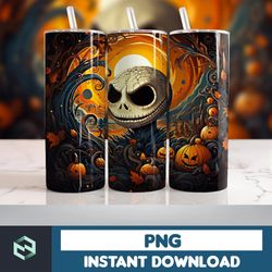Halloween Tumbler Wrap, 20 oz Skinny Tumbler Sublimation Design, Straight Tumbler Wrap PNG, Spooky Fall PNG (7)