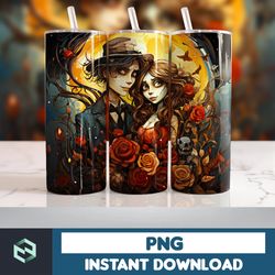 Halloween Tumbler Wrap, 20 oz Skinny Tumbler Sublimation Design, Straight Tumbler Wrap PNG, Spooky Fall PNG (77)