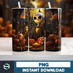 Halloween Tumbler Wrap, 20 oz Skinny Tumbler Sublimation Design, Straight Tumbler Wrap PNG, Spooky Fall PNG (8)