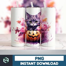 Halloween Tumbler Wrap, 20 oz Skinny Tumbler Sublimation Design, Straight Tumbler Wrap PNG, Spooky Fall PNG (133)