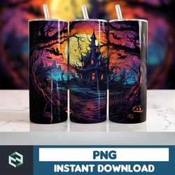 Halloween Tumbler Wrap, 20 oz Skinny Tumbler Sublimation Design, Straight Tumbler Wrap PNG, Spooky Fall PNG (136)