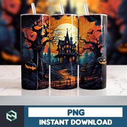 Halloween Tumbler Wrap, 20 oz Skinny Tumbler Sublimation Design, Straight Tumbler Wrap PNG, Spooky Fall PNG (138)