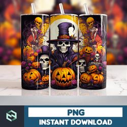 Halloween Tumbler Wrap, 20 oz Skinny Tumbler Sublimation Design, Straight Tumbler Wrap PNG, Spooky Fall PNG (148)