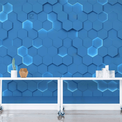 Geometric Design Blue Honeycomb Modern 3D Wall Decor