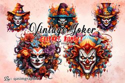 Creepy Halloween Sublimation Clipart Bundle, Joker PNG, Halloween Bundle, instant download