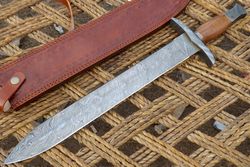 Custom Handmade Damascus steel 22'' Hunting Sword With Sheath Gift For Him, Gift for Husband, Gift for friend