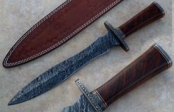 custom damascus dagger knife damascus, dagger knife hunting knife, genuine damascus fixed blade, camping knife