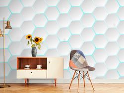 Blue Wall Mural honeycombs wall art Self Adhesive Removable stick