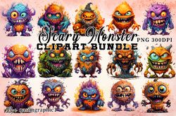 Scary Monster's Clipart PNG Bundle, Halloween Monster PNG, Funny Monster, Halloween Monster PNG, Halloween Bundle, insta