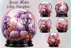 Halloween Snow Globe Lilac Pumpkin Png Clipart,Lilac Pumpkin Clipart, Snow Globe Clipart, Png, Sublimation Clipart