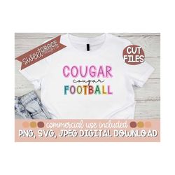 Cougars Svg, football, highligher Cut Files, Football Season Shirt Design, cute, womens Sublimation, Pngs, Cricut