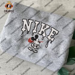 Nike Mickey Skeleton Embroidered Crewneck, Disney Spooky Shirt, Halloween Costume Embroidered Hoodie, Unisex T-shirt