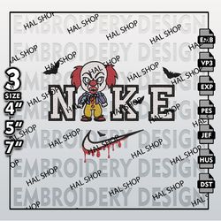 Halloween Machine Embroidery Designs, Nike Chibi Pennywise Embroidery Files, Horror Movie Halloween Embroidery