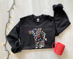 Christmas Sweatshirt, Cute Cow Christmas Sweatshirt, Merry Christmas, Holiday Gift, Happy New Year, Christmas Gift, Chri