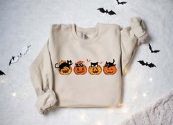 Halloween Sweatshirt,Cat Sweatshirt,Ghost Shirt,Halloween Sweater,Cool Halloween Cat Shirt,Cat Lover Tshirt, Black Cat S
