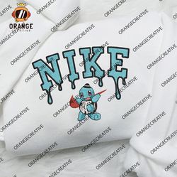 Nike Squirtle Skeleton Costume Embroidered Crewneck, Halloween Shirt, Pokemon, Anime Embroidered Hoodie, Unisex T-shirt