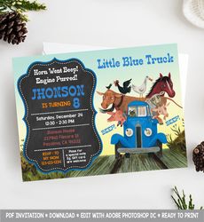 Little Blue Truck Birthday Invitation, Little Blue Truck Invitation, Little Blue Truck Birthday Invites, Blue truck