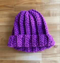 Handmade crochet beanie hat, crochet red beanie hat, crochet violet beanie hat