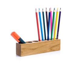 Oak Wood Desk Organizer Pen Pencil Holder Eco Friendly Home & Office Accessories Desk Caddy Personalized Stationery