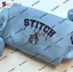 NIke Stitch Magic Hat Embroidered Crewneck, Harry Potter, Stitch Halloween Costume Embroidered Hoodie, Halloween Shirts