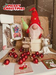 christmas gnome, christmas decor, christmas gift, scandinavian gnome, holiday decor, winter gnome, christmas tree gnome